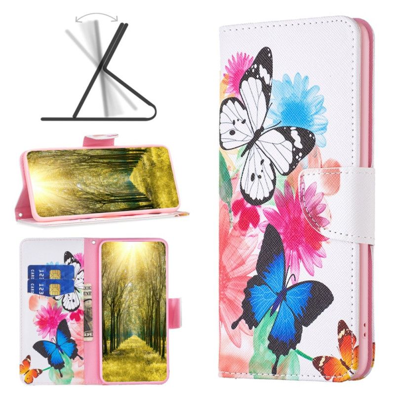 Folio-hoesje Xiaomi Redmi Note 13 4g Telefoonhoesje Aquarelvlinders