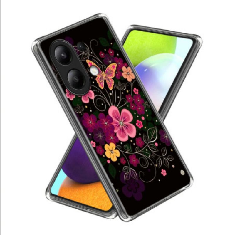 Hoesje Voor Xiaomi Redmi Note 13 4g Bloemen En Vlinders