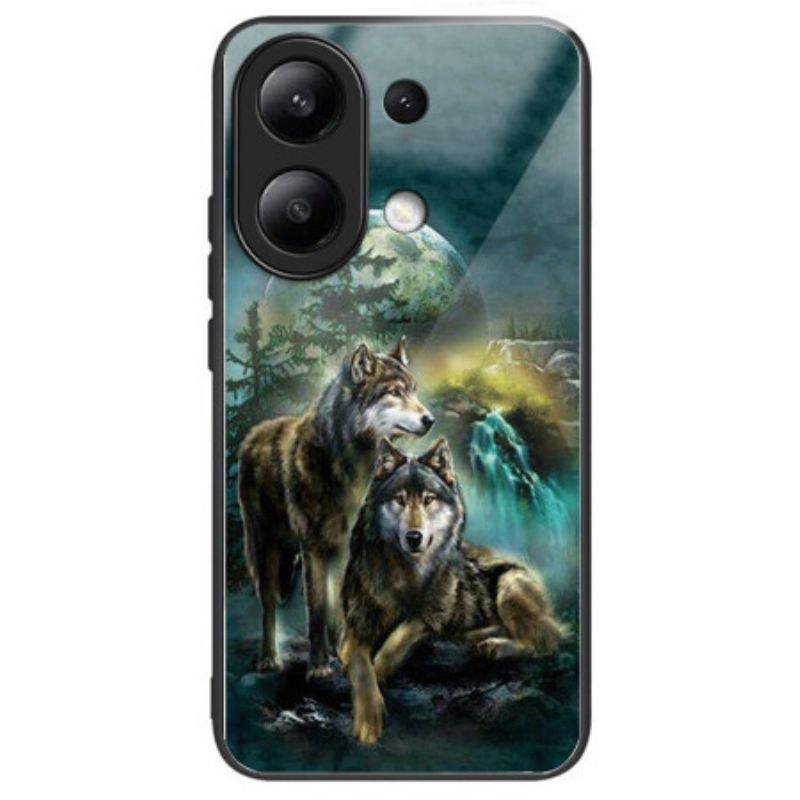 Hoesje Xiaomi Redmi Note 13 4g Wolfpatroon Van Gehard Glas