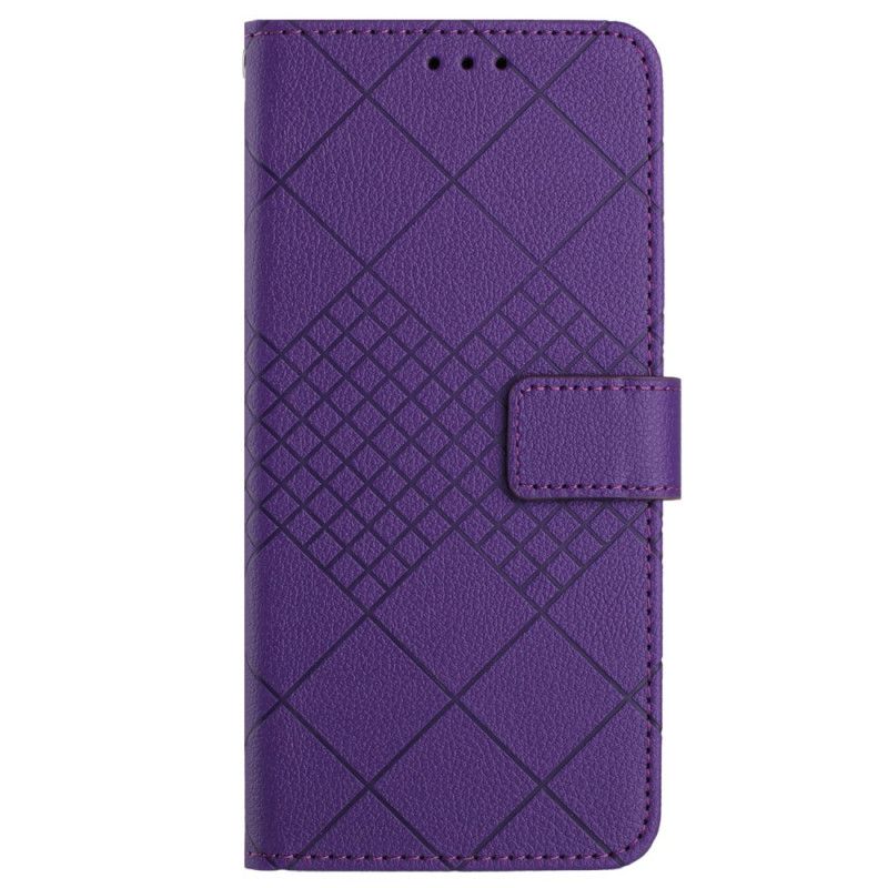 Leren Hoesje Voor Xiaomi Redmi Note 13 4g Diamantpatroon Met Bandjes