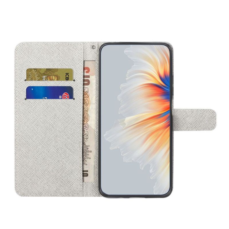 Leren Hoesje Voor Xiaomi Redmi Note 13 4g Maanbloemen Met Riempje