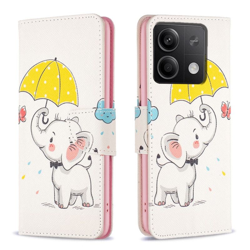 Leren Hoesje Voor Xiaomi Redmi Note 13 4g Paraplu En Olifant