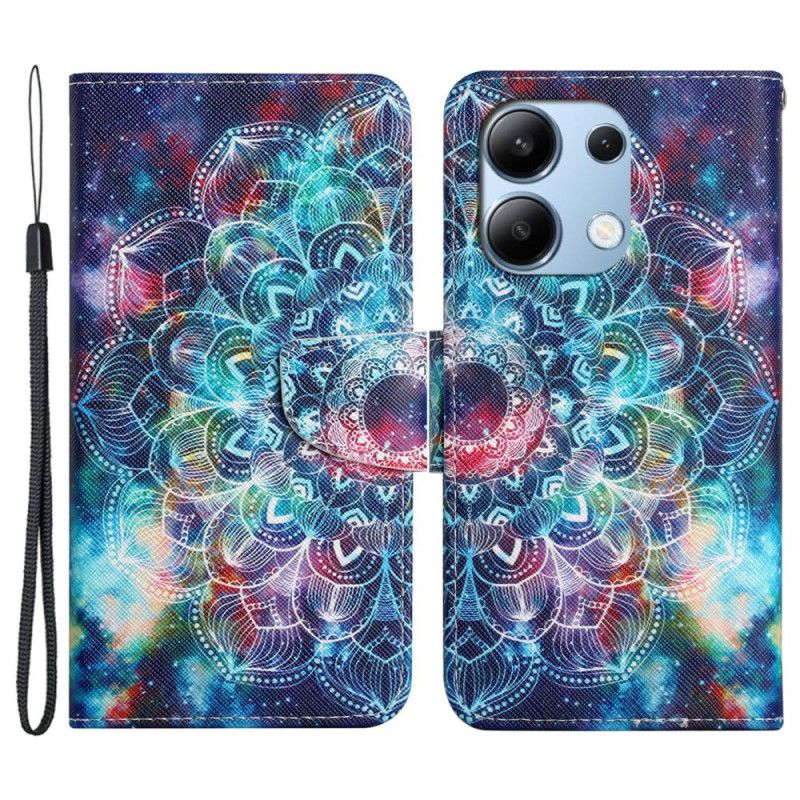 Leren Hoesje Voor Xiaomi Redmi Note 13 4g Sterrenhemel En Lanyard Mandala