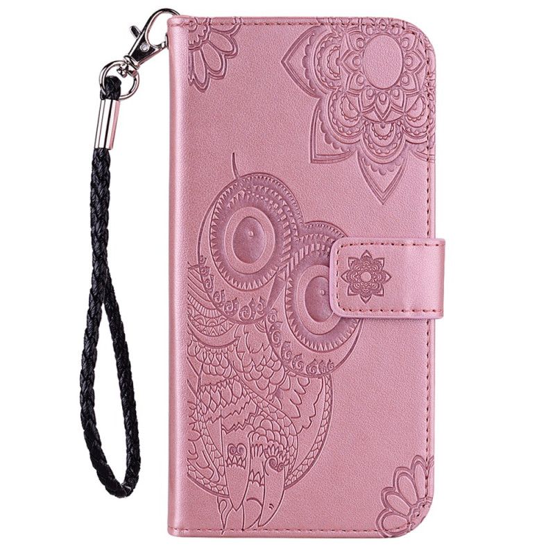 Leren Hoesje Voor Xiaomi Redmi Note 13 4g Uilpatroon Met Riem