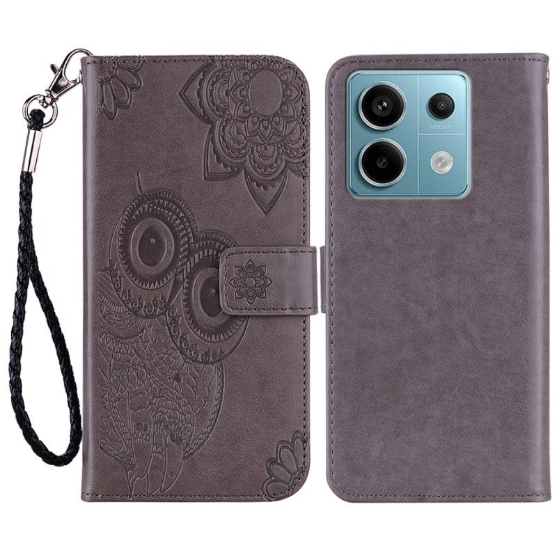 Leren Hoesje Voor Xiaomi Redmi Note 13 4g Uilpatroon Met Riem