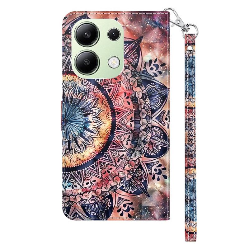 Leren Hoesje Xiaomi Redmi Note 13 4g Kleurrijke Mandala Met Riempje Bescherming Hoesje