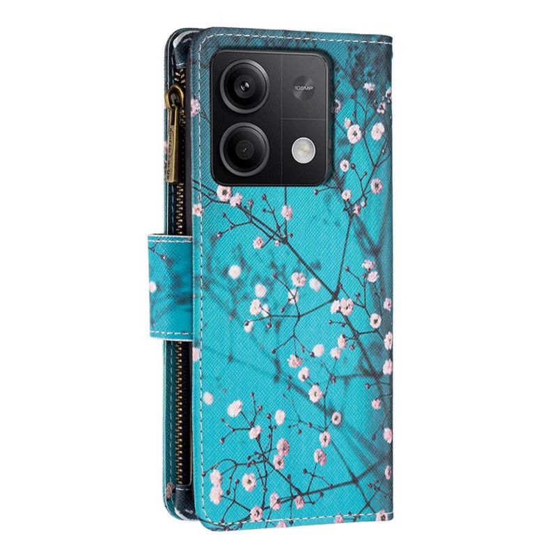 Leren Hoesje Xiaomi Redmi Note 13 4g Pruimenbloesem Portemonnee Bescherming Hoesje