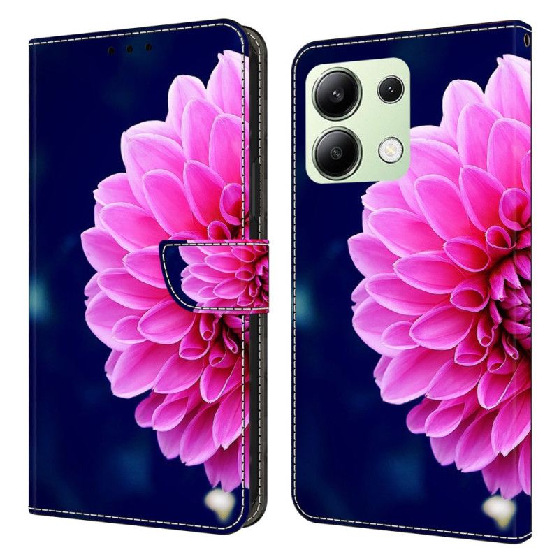 Leren Hoesje Xiaomi Redmi Note 13 4g Roze Bloem Bescherming Hoesje