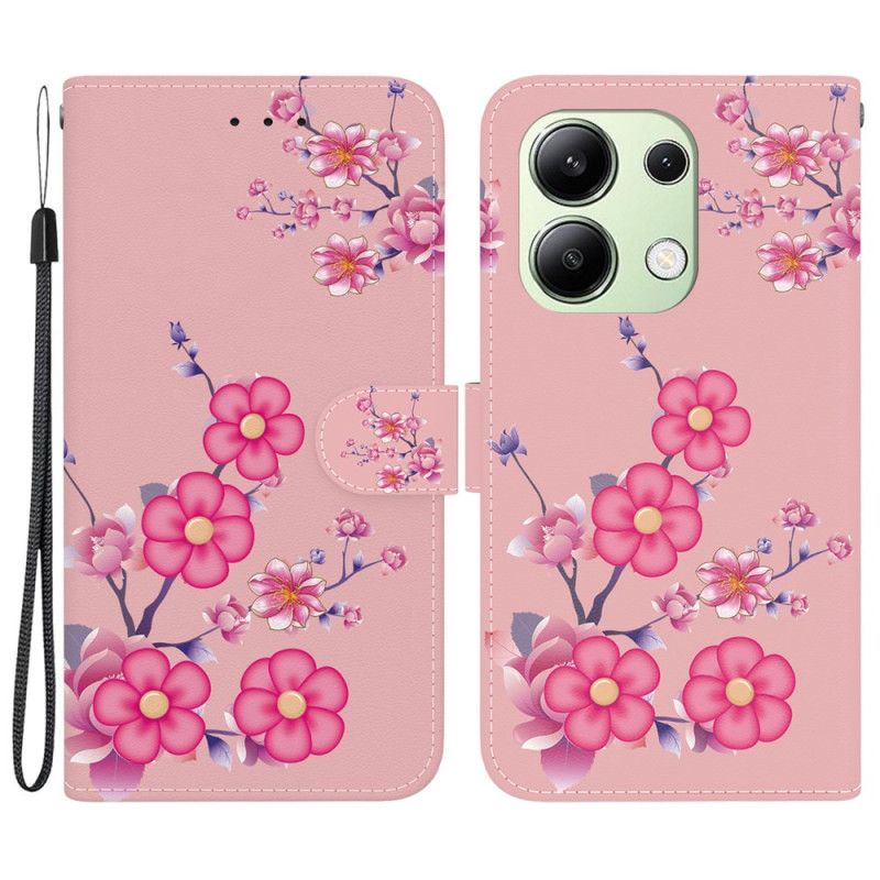 Leren Hoesje Xiaomi Redmi Note 13 4g Sakura-patroon Met Riem