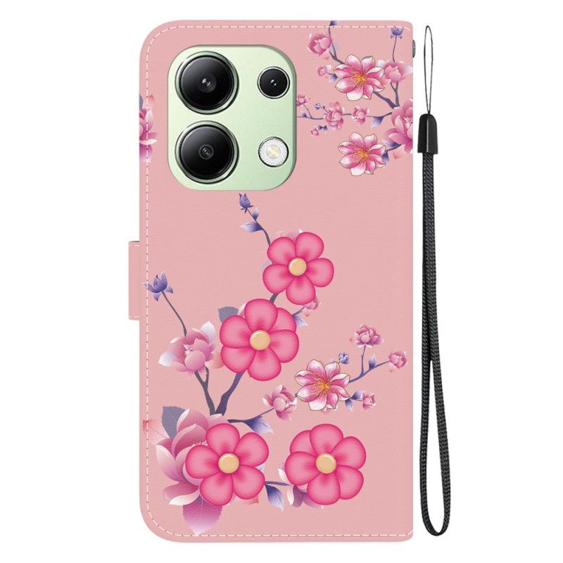 Leren Hoesje Xiaomi Redmi Note 13 4g Sakura-patroon Met Riem