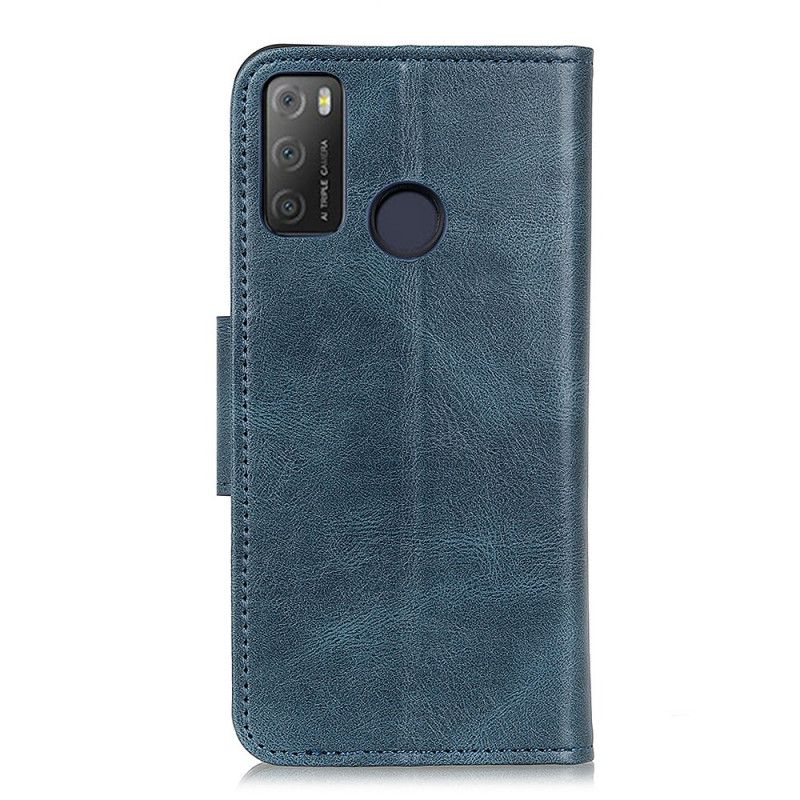 Flip Case Leren Alcatel 3l (2021) / 1s (2021) Omkeerbare Sluiting Met Leereffect