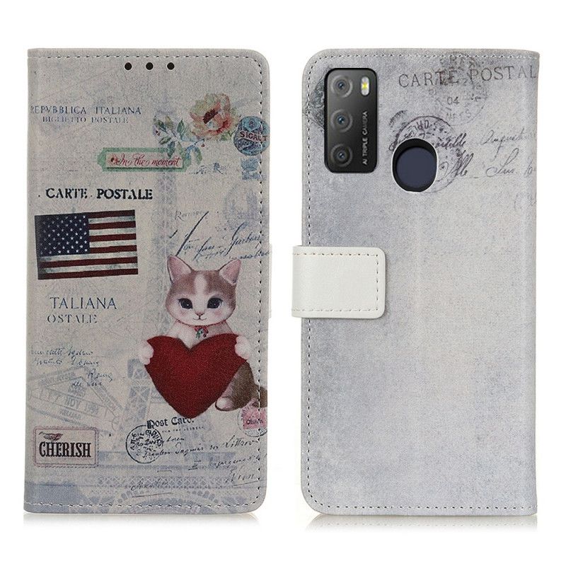 Flip Case Leren Alcatel 3l (2021) / 1s (2021) Reiziger Kat