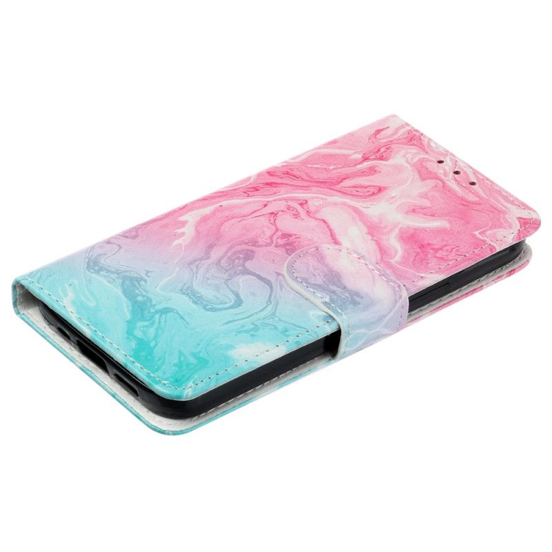 Flip Case Leren Motorola Edge 50 Roze En Groen Marmer