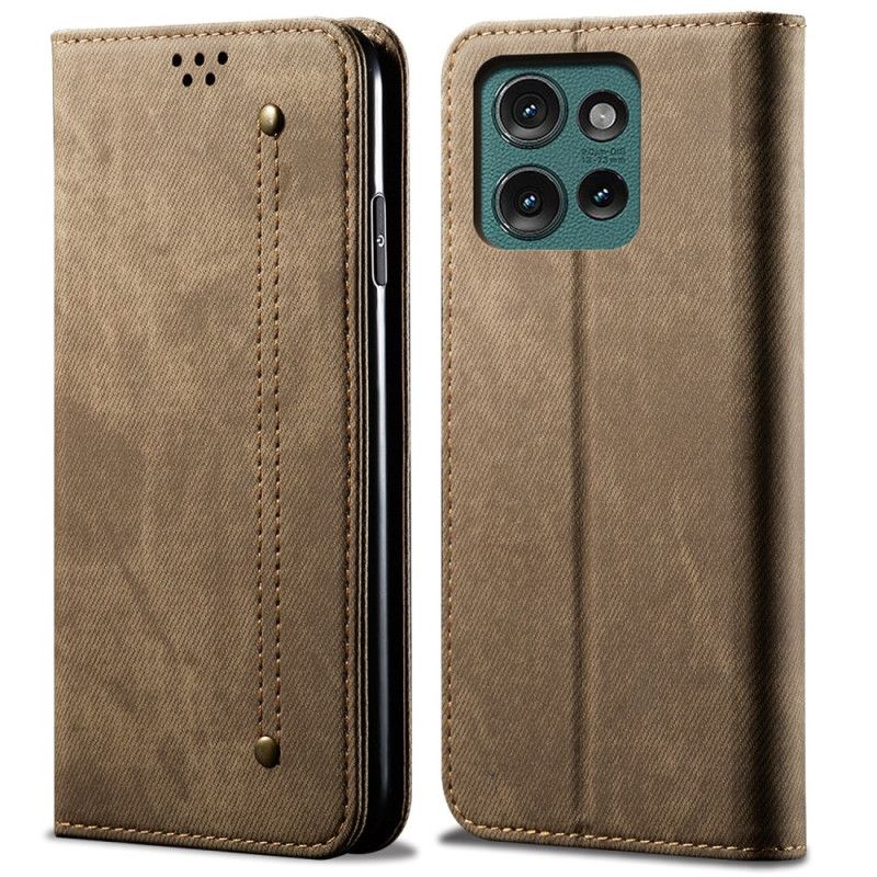 Folio-hoesje Motorola Edge 50 Jeansstof Bescherming Hoesje