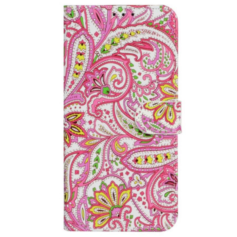 Folio-hoesje Motorola Edge 50 Premium Bloemen Met Riem