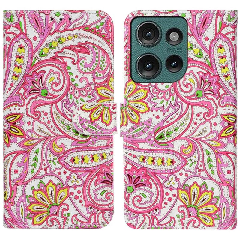 Folio-hoesje Motorola Edge 50 Premium Bloemen Met Riem