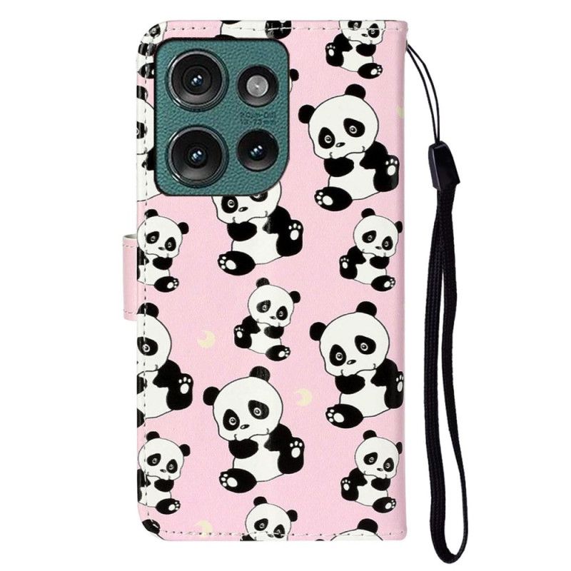 Leren Hoesje Voor Motorola Edge 50 Panda's Premium