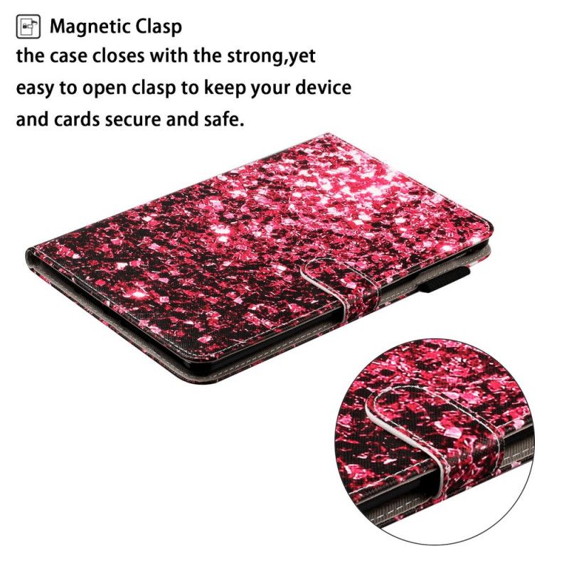 Cover Folio-hoesje Samsung Galaxy Tab S5e Beige Rood Telefoonhoesje Glitterontwerp