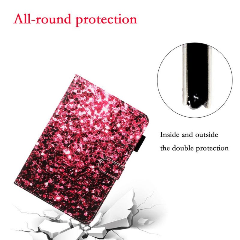 Cover Folio-hoesje Samsung Galaxy Tab S5e Beige Rood Telefoonhoesje Glitterontwerp