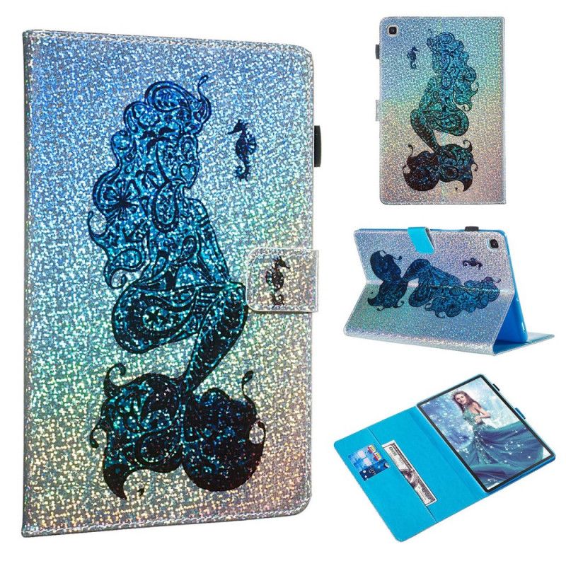 Leren Hoesje Samsung Galaxy Tab S5e Zeemeermin Glitter