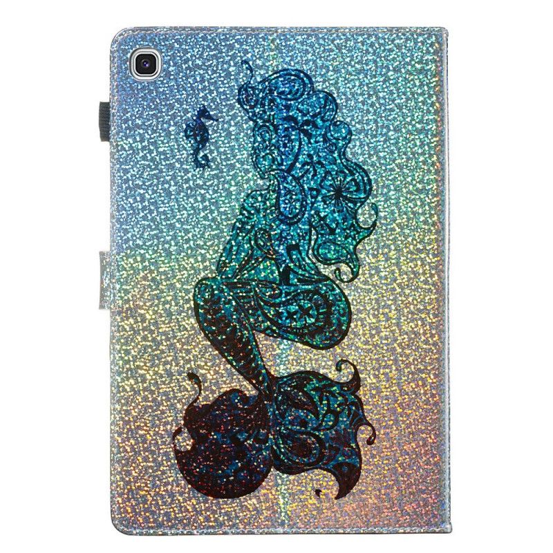 Leren Hoesje Samsung Galaxy Tab S5e Zeemeermin Glitter