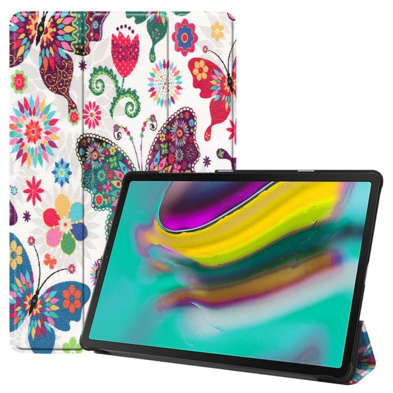 Smart Case Samsung Galaxy Tab S5e Retro Vlinders En Bloemen