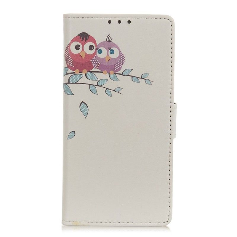 Cover Folio-hoesje Samsung Galaxy A10 Telefoonhoesje Paar Uilen In De Boom