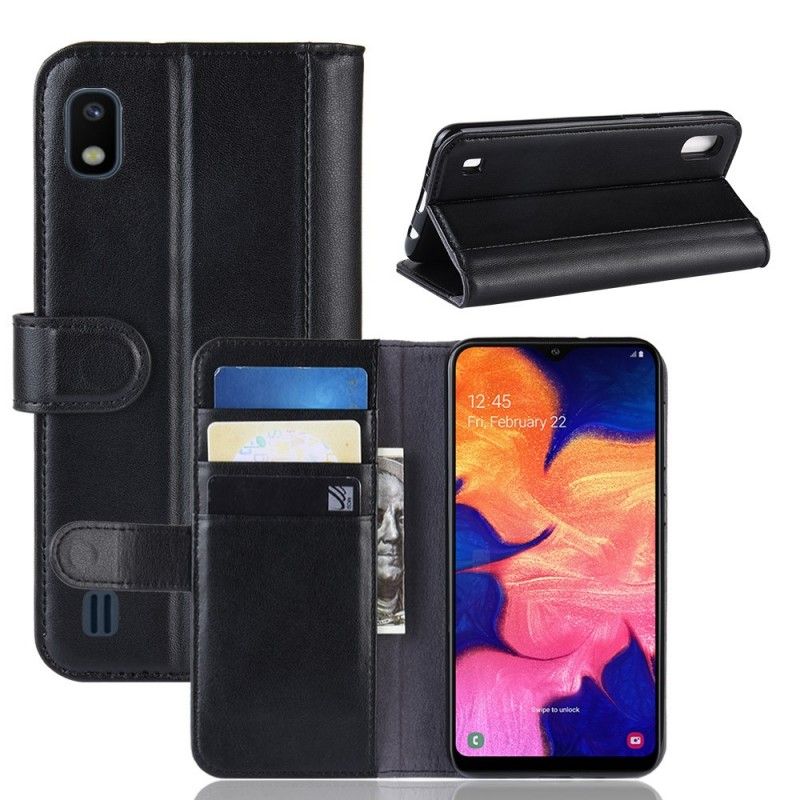 Flip Case Leren Samsung Galaxy A10 Bruin Zwart Splitleer