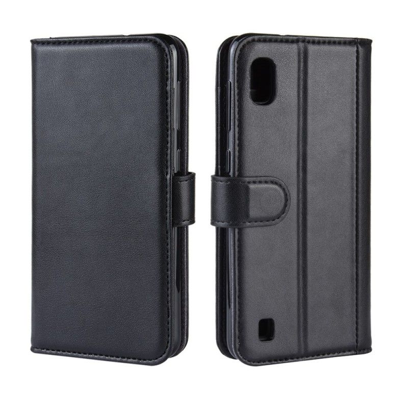 Flip Case Leren Samsung Galaxy A10 Bruin Zwart Splitleer