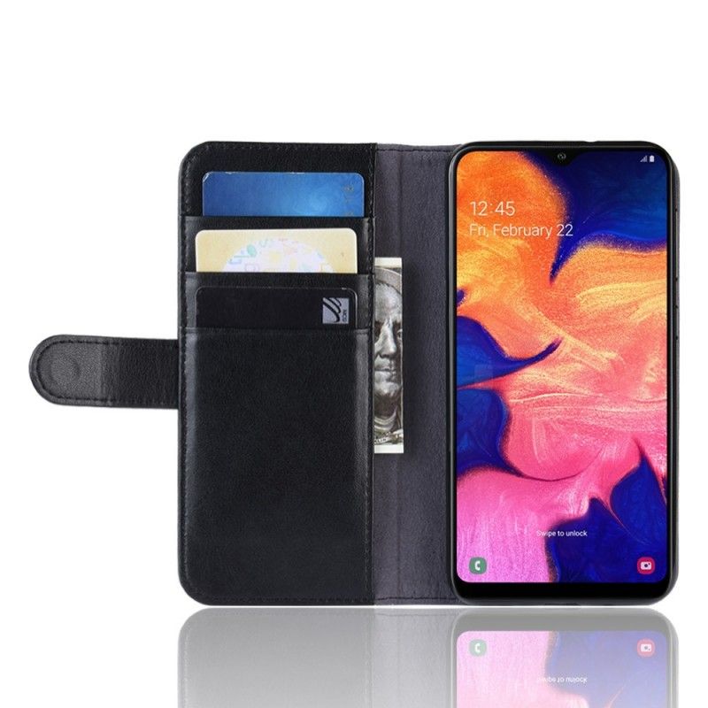 Flip Case Leren Samsung Galaxy A10 Bruin Zwart Splitleer