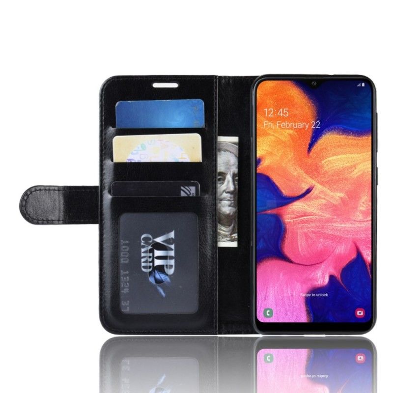 Flip Case Leren Samsung Galaxy A10 Wit Zwart Design Leereffect