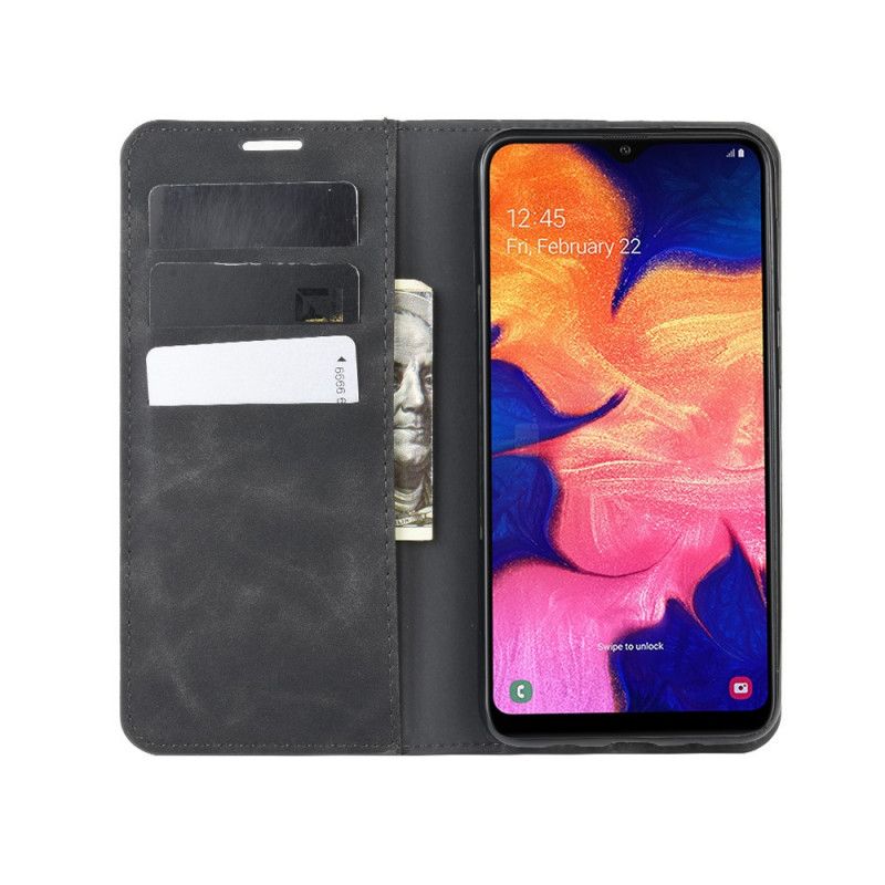 Folio-hoesje Samsung Galaxy A10 Grijs Zwart Zacht Leereffect