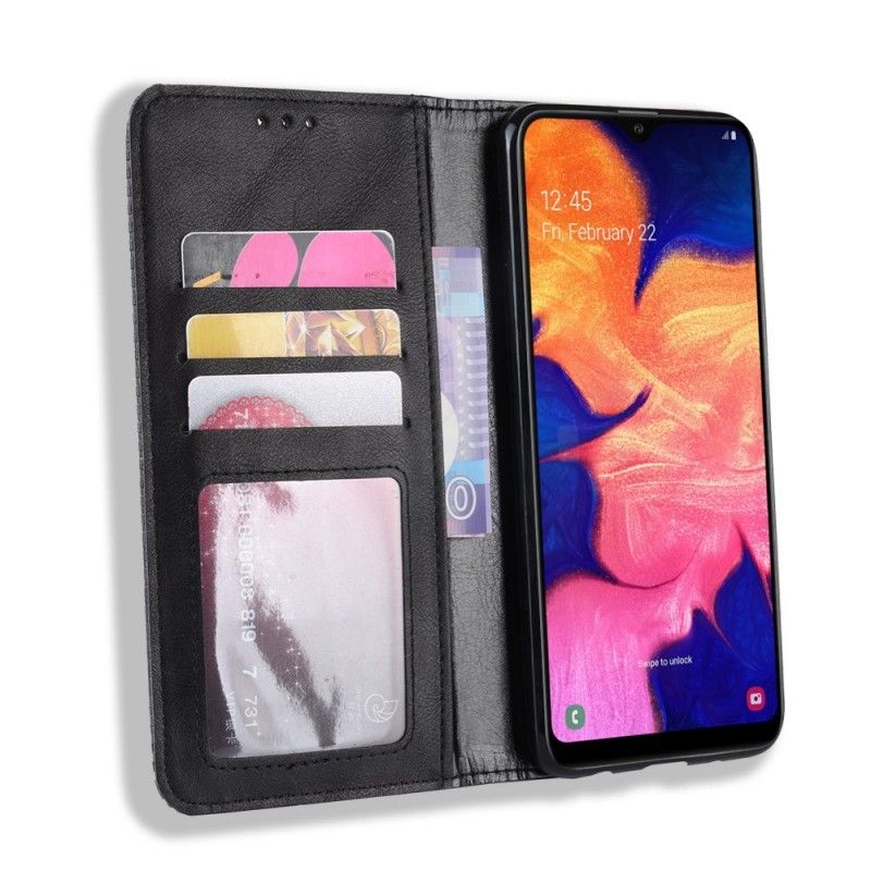 Folio-hoesje Samsung Galaxy A10 Rood Zwart Telefoonhoesje Gestileerd Vintage Leereffect