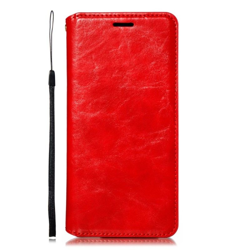 Folio-hoesje voor Samsung Galaxy A10 Donkerblauw Rood Elegante Lederen Stijl Met Riem