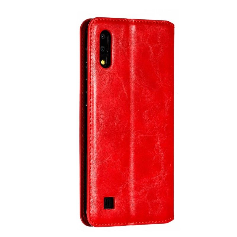 Folio-hoesje voor Samsung Galaxy A10 Donkerblauw Rood Elegante Lederen Stijl Met Riem