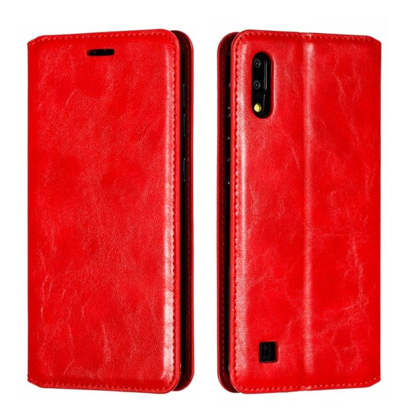 Folio-hoesje voor Samsung Galaxy A10 Donkerblauw Rood Elegante Lederen Stijl Met Riem