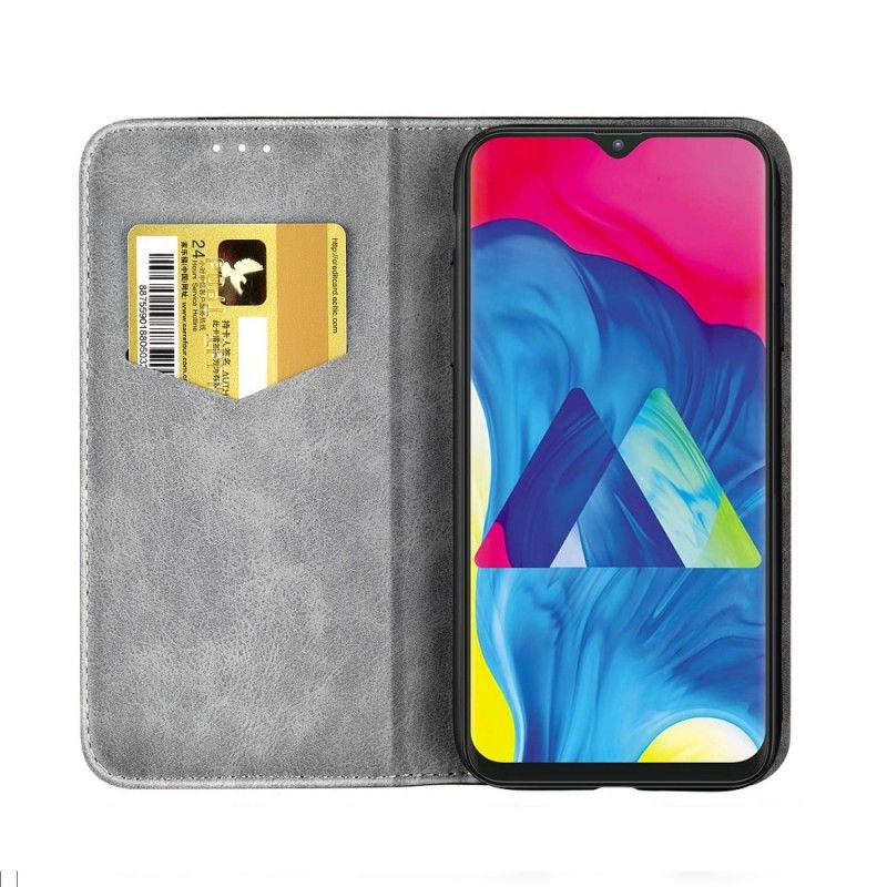 Folio-hoesje voor Samsung Galaxy A10 Rood Grijs Zwarte Knoop Imitatieleer