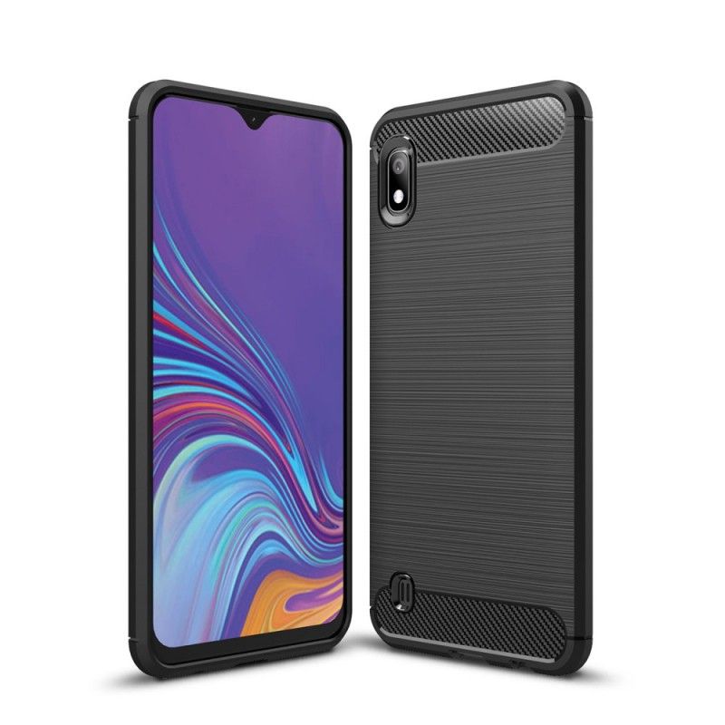 Hoesje Samsung Galaxy A10 Donkerblauw Zwart Geborsteld Koolstofvezel