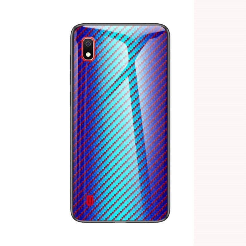 Hoesje Samsung Galaxy A10 Magenta Zwart Koolstofvezel Gehard Glas