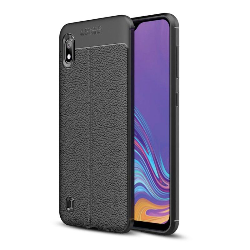 Hoesje Samsung Galaxy A10 Rood Zwart Dubbellijn Lychee Leereffect