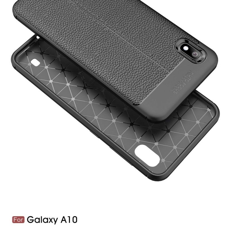 Hoesje Samsung Galaxy A10 Rood Zwart Dubbellijn Lychee Leereffect