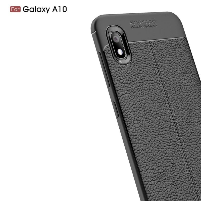 Hoesje Samsung Galaxy A10 Rood Zwart Dubbellijn Lychee Leereffect