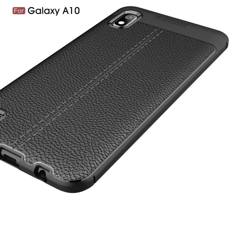 Hoesje Samsung Galaxy A10 Rood Zwart Dubbellijn Lychee Leereffect