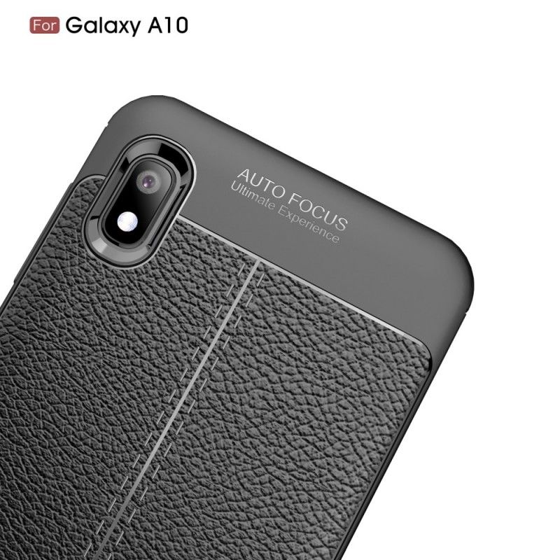 Hoesje Samsung Galaxy A10 Rood Zwart Dubbellijn Lychee Leereffect