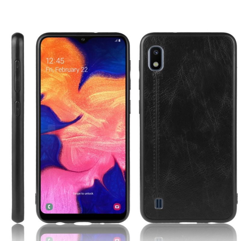 Hoesje voor Samsung Galaxy A10 Rood Zwart Gestikt Leereffect