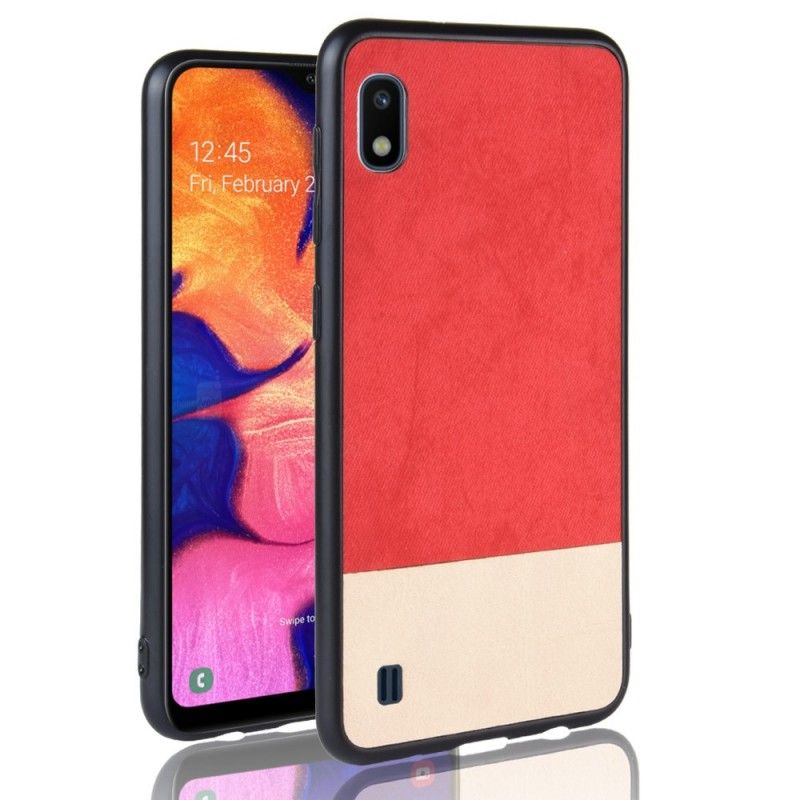 Hoesje voor Samsung Galaxy A10 Rood Zwart Tweekleurig Kunstleer