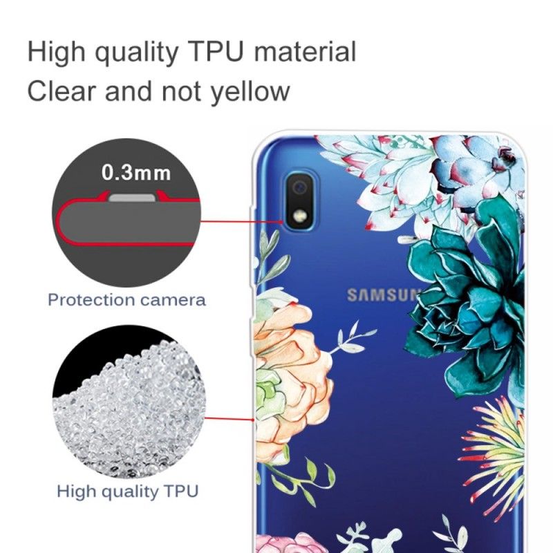 Hoesje voor Samsung Galaxy A10 Transparante Aquarelbloemen