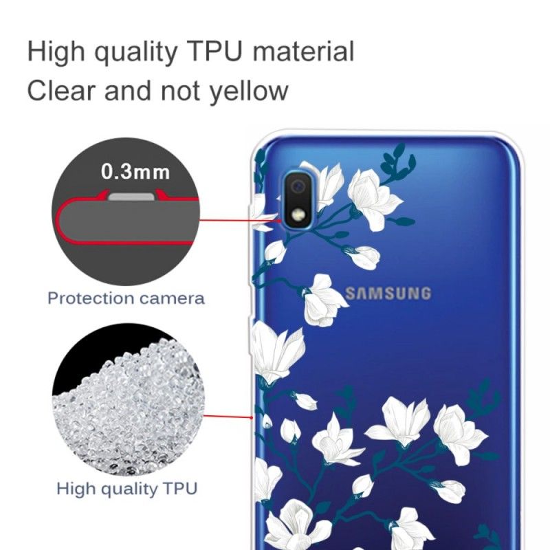 Hoesje voor Samsung Galaxy A10 Witte Bloemen