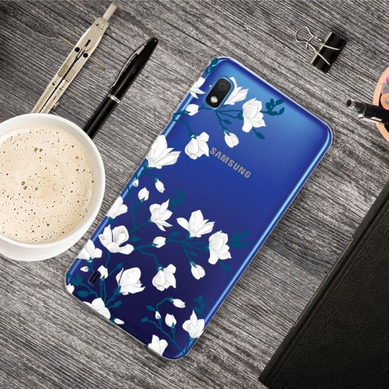 Hoesje voor Samsung Galaxy A10 Witte Bloemen