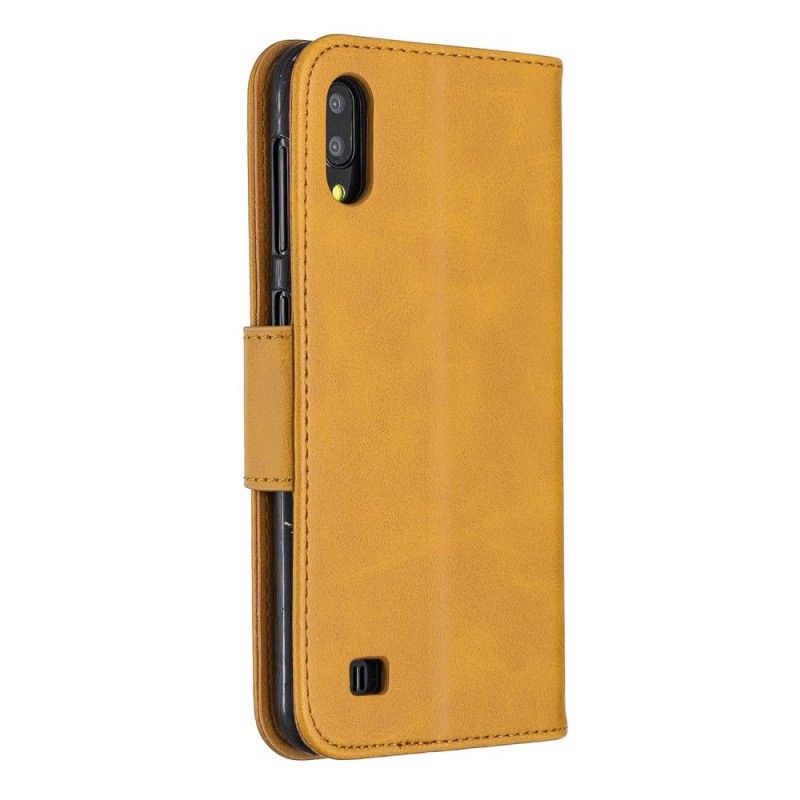 Leren Hoesje Samsung Galaxy A10 Grijs Zwart Kleur Design Leder Effect